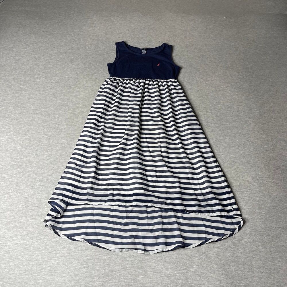 Nautica Girl's Blue Striped Flowy Dress